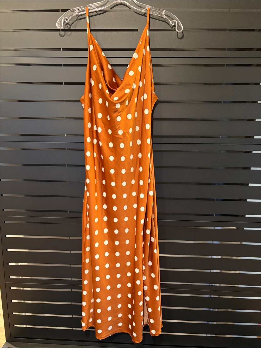 Petal & Pup Rust Orange Polka Dot Midi Slip Dress